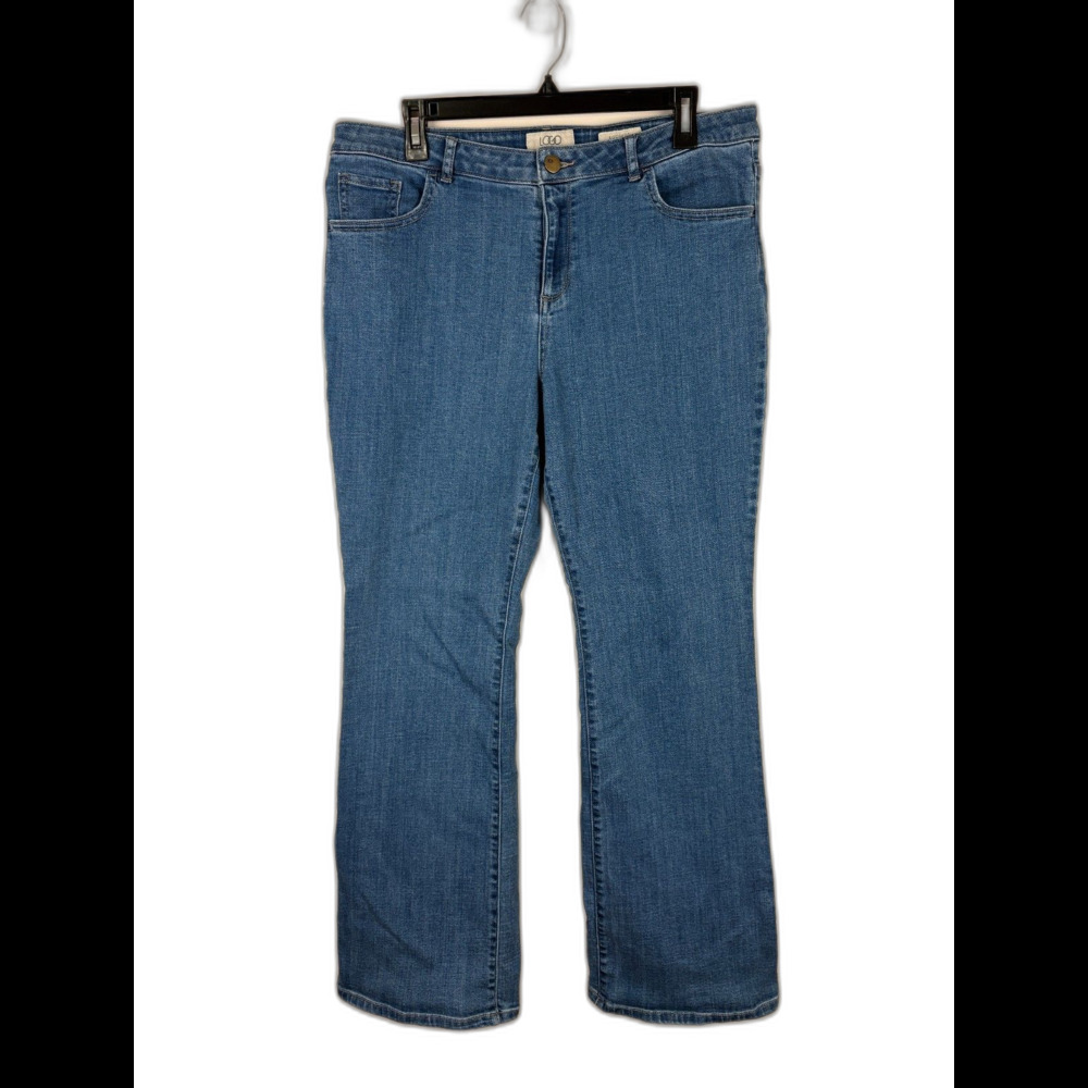 LOGO by Lori Goldstein Bootcut Jeans 5-Pocket Classic Wash Women Size 16 Denim - Picture 1 of 7